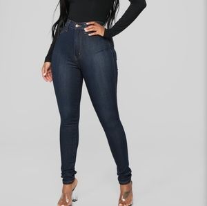 Fashion Nova High Waist Classic Dark Blue Jeans